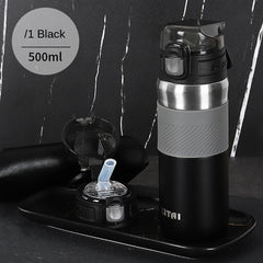 Stainless Steel Thermal Cup With Straw for Camping and Picnic