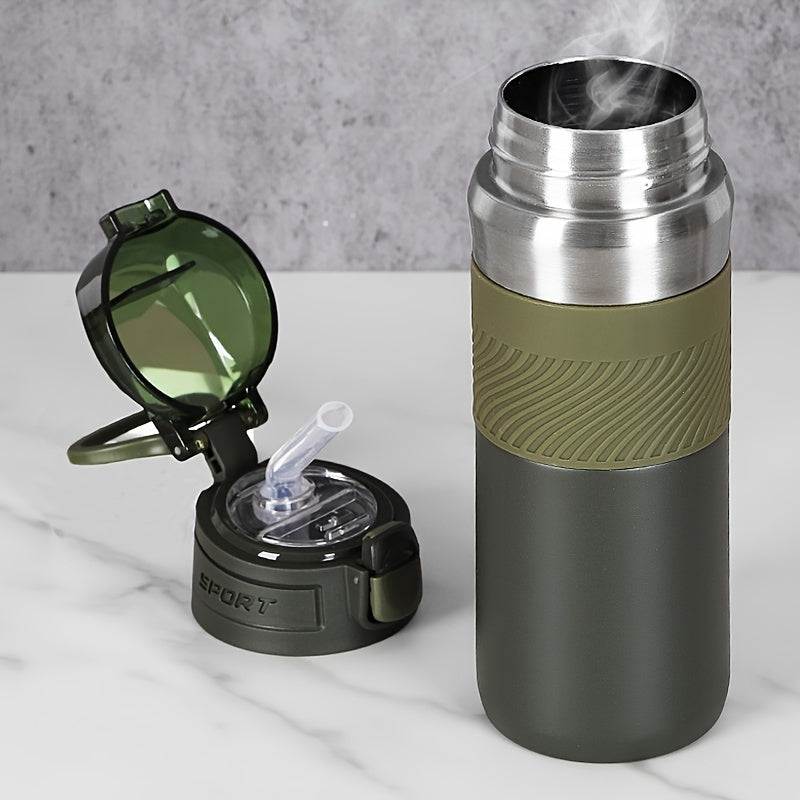Stainless Steel Thermal Cup With Straw for Camping and Picnic