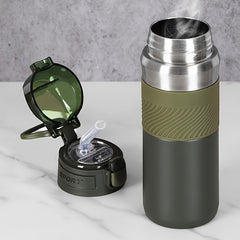Stainless Steel Thermal Cup With Straw for Camping and Picnic