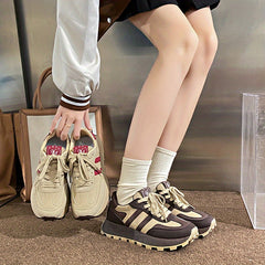 Women's Lace up Platform Sneakers Comfy Non slip Dad Shoes