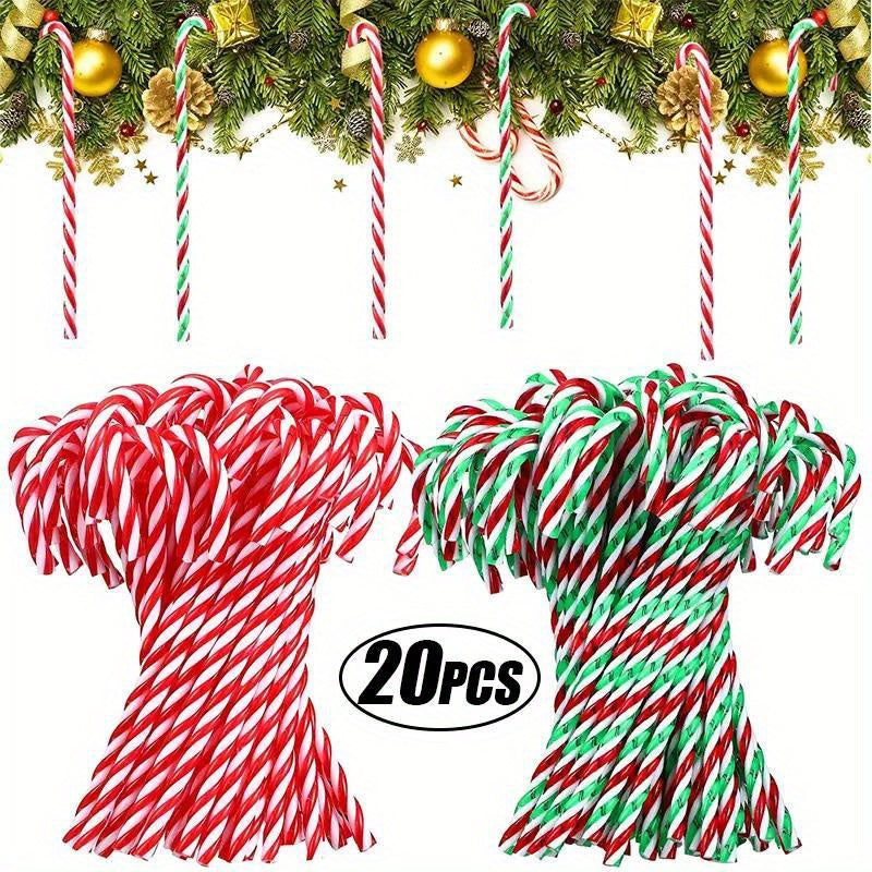 20pcs Candy Canes Acrylic Tree Hanging Ornaments