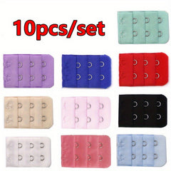 10pcs 2 Hooks Bra Strap Extenders Adjustable Comfort Band Buckle Women's Lingeri