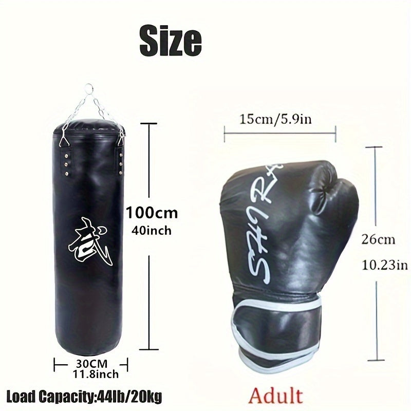 Heavy Duty Punching Bag With Gloves & Hook - MMA Kickboxing Karate