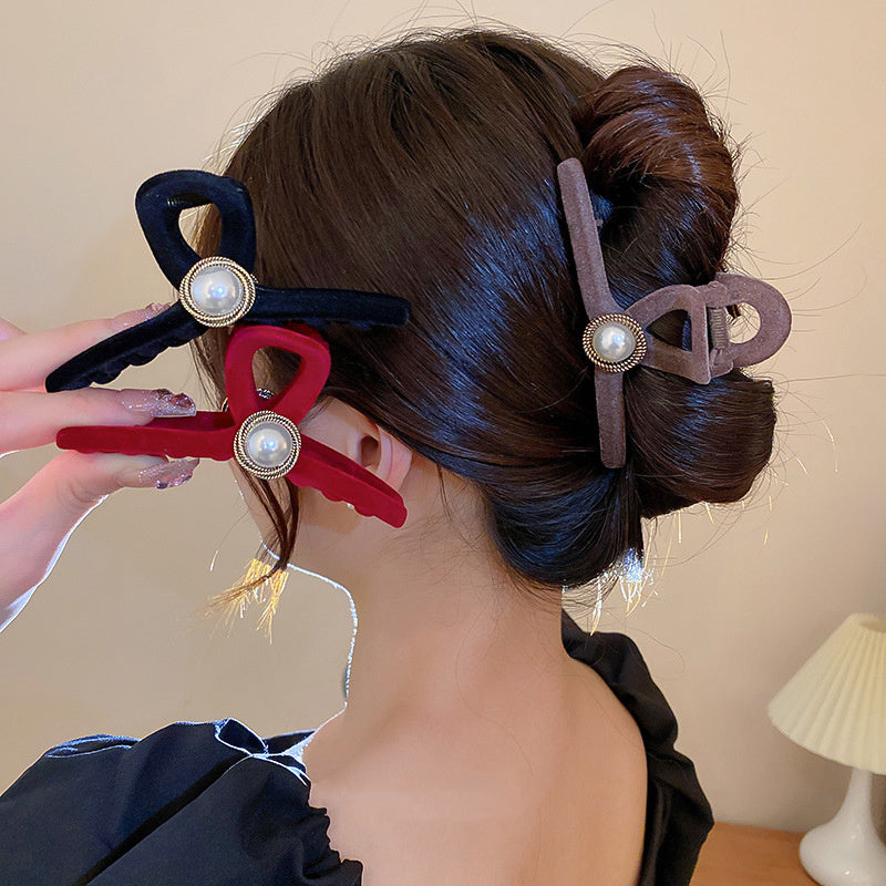 Large Hair Claw Clip Faux Pearl Non-Slip Hair Clip Women Girls Daily Party Decor