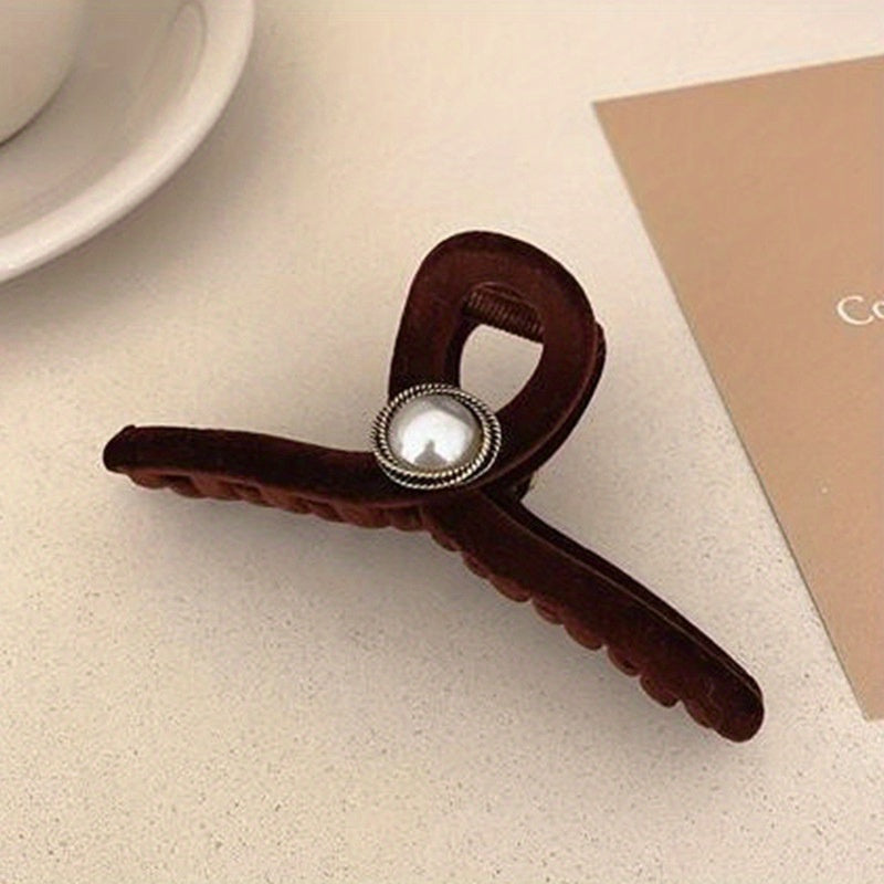 Large Hair Claw Clip Faux Pearl Non-Slip Hair Clip Women Girls Daily Party Decor