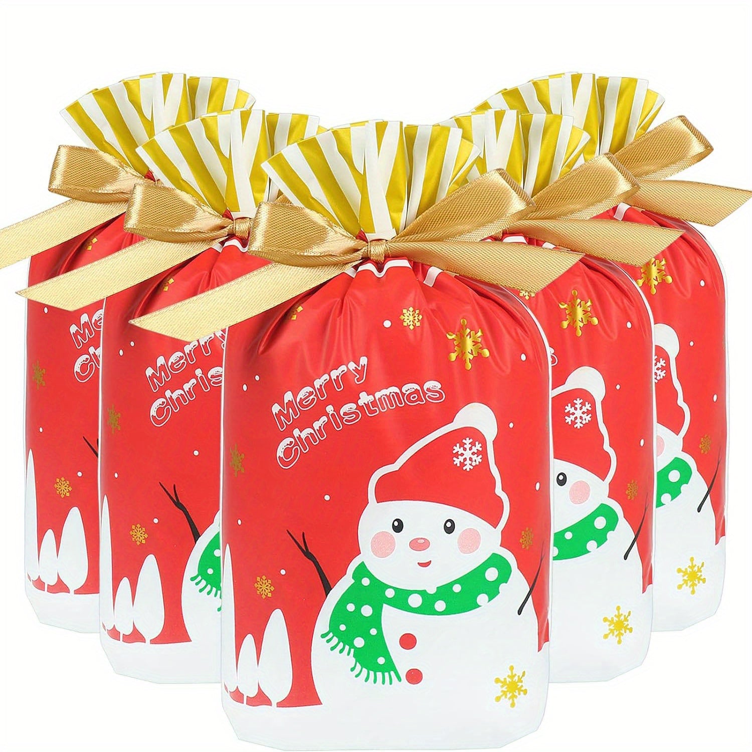 50pcs Christmas Drawstring Candy Bags Treat Bags Navidad Party Favors