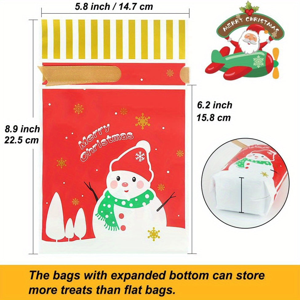 50pcs Christmas Drawstring Candy Bags Treat Bags Navidad Party Favors