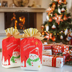 50pcs Christmas Drawstring Candy Bags Treat Bags Navidad Party Favors