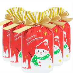 50pcs Christmas Drawstring Candy Bags Treat Bags Navidad Party Favors