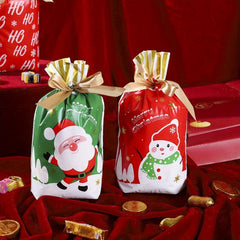 50pcs Christmas Drawstring Candy Bags Treat Bags Navidad Party Favors
