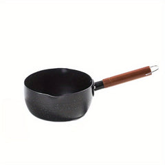 Japanese Flat Pot With Wooden Handle Nonstick Pot