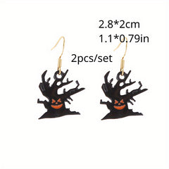 Funny Halloween Ghost Pumpkin Bat Earrings