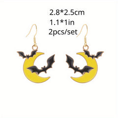 Funny Halloween Ghost Pumpkin Bat Earrings