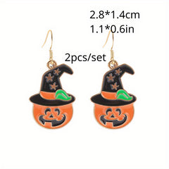 Funny Halloween Ghost Pumpkin Bat Earrings