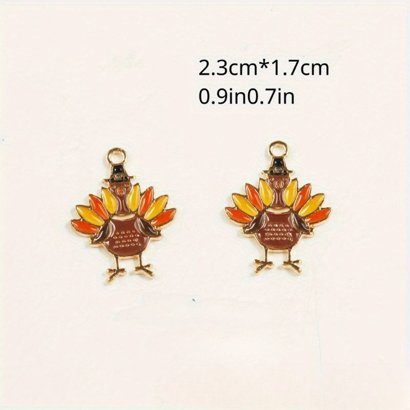 Thanksgiving Fall Pendant Turkey Pumpkin Maple Leaf Key Chain Necklace