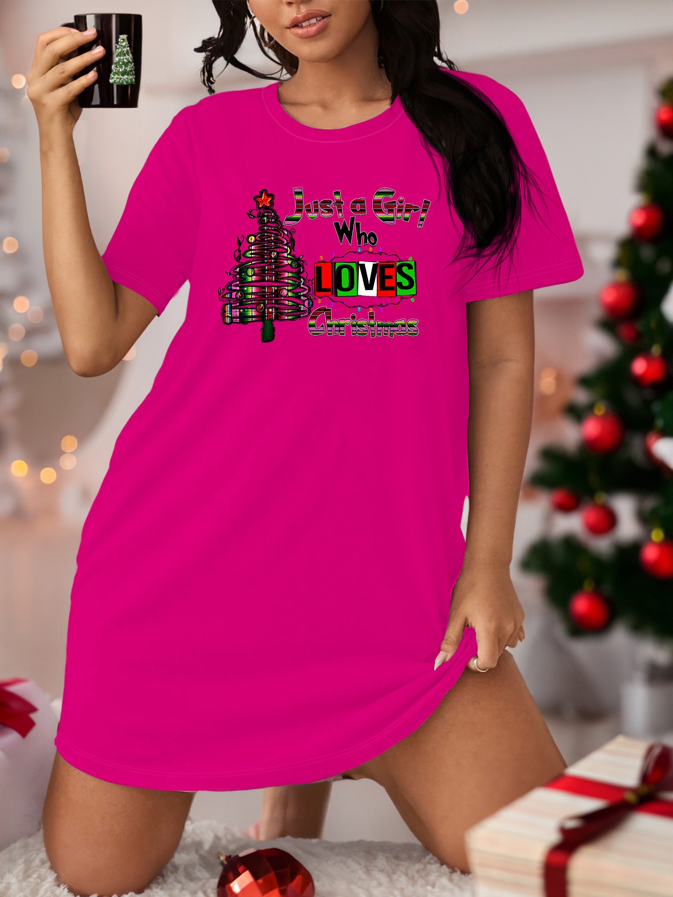 Christmas Tree Print Casual Dress