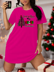 Christmas Tree Print Casual Dress