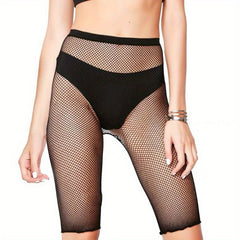 High Waisted Fishnet Biker Shorts