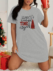 Plaid Christmas Tree Tee Sleep Dress