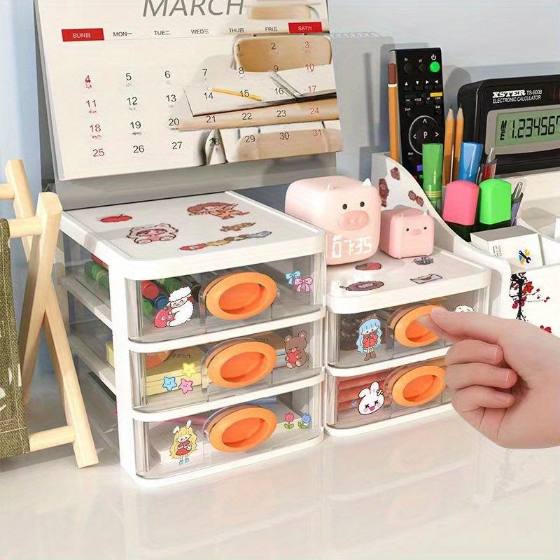Transparent Stackable Divided Drawer Storage Box Office Desktop Shelf