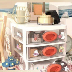 Transparent Stackable Divided Drawer Storage Box Office Desktop Shelf