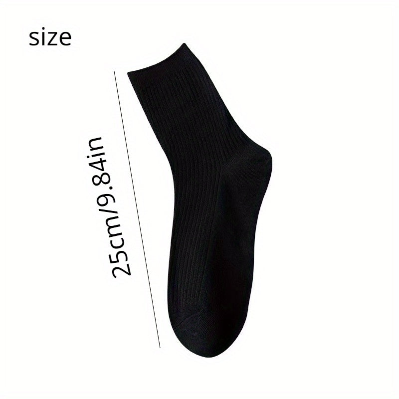5pairs Men's Crew Socks Breathable Solid Socks