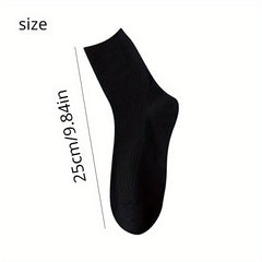 5pairs Men's Crew Socks Breathable Solid Socks