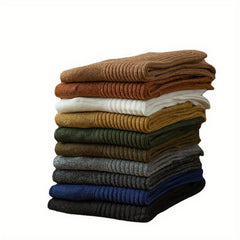 5pairs Men's Crew Socks Breathable Solid Socks