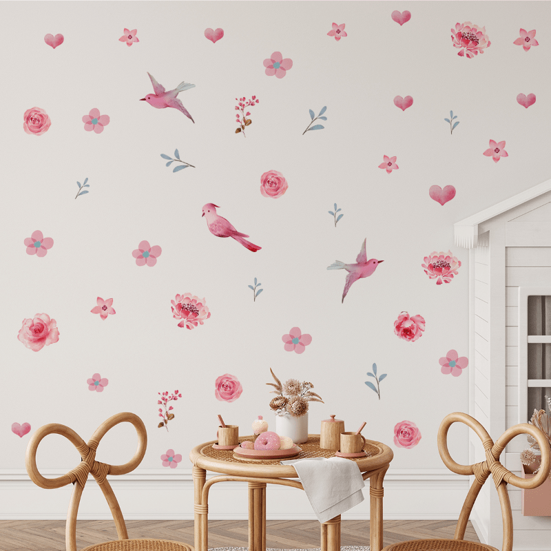 Flowers & Birds Wall Stickers - Adhesive Decor for Walls & Glass