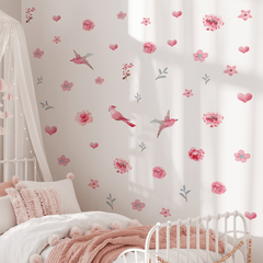 Flowers & Birds Wall Stickers - Adhesive Decor for Walls & Glass
