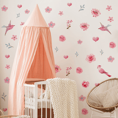 Flowers & Birds Wall Stickers - Adhesive Decor for Walls & Glass