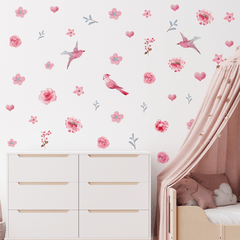 Flowers & Birds Wall Stickers - Adhesive Decor for Walls & Glass