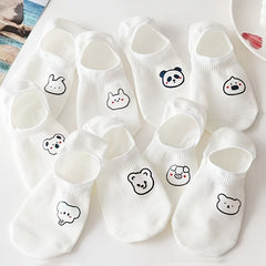 10 Pairs Cartoon Print Short Socks Soft & Lightweight Ankle Socks
