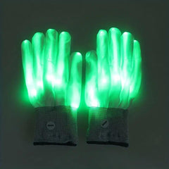 2pcs Glittering LED Changing Gloves Stage Cheering Halloween Gift Gloves