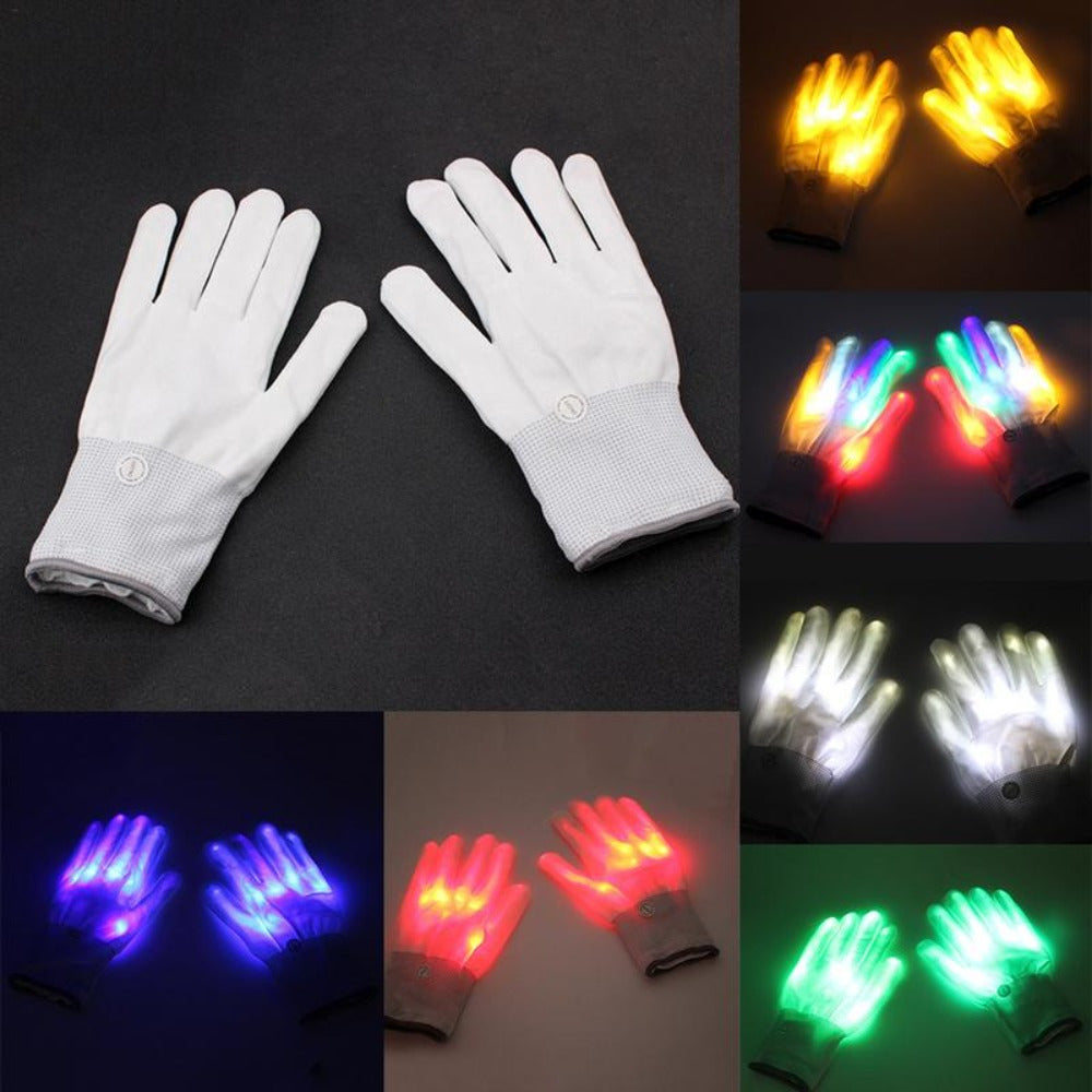 2pcs Glittering LED Changing Gloves Stage Cheering Halloween Gift Gloves