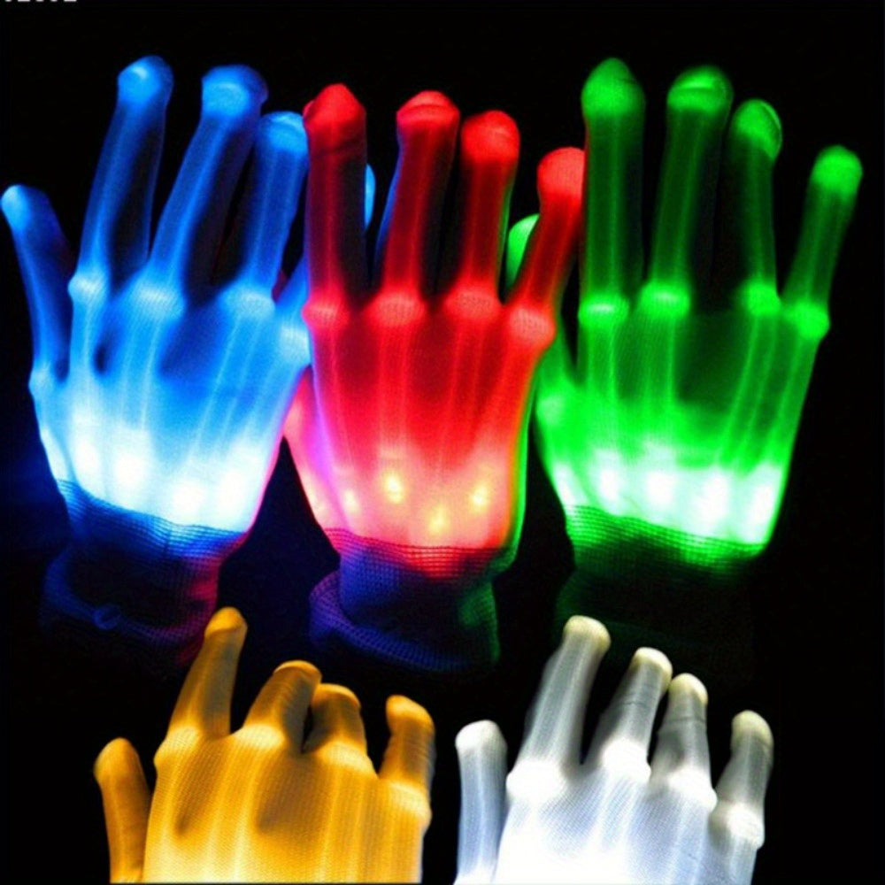 2pcs Glittering LED Changing Gloves Stage Cheering Halloween Gift Gloves
