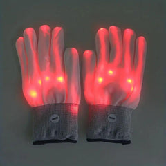 2pcs Glittering LED Changing Gloves Stage Cheering Halloween Gift Gloves