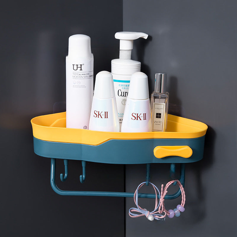Corner Bathroom Shower Shelf Wall Mounted No Drilling Storage Shelves Triangle