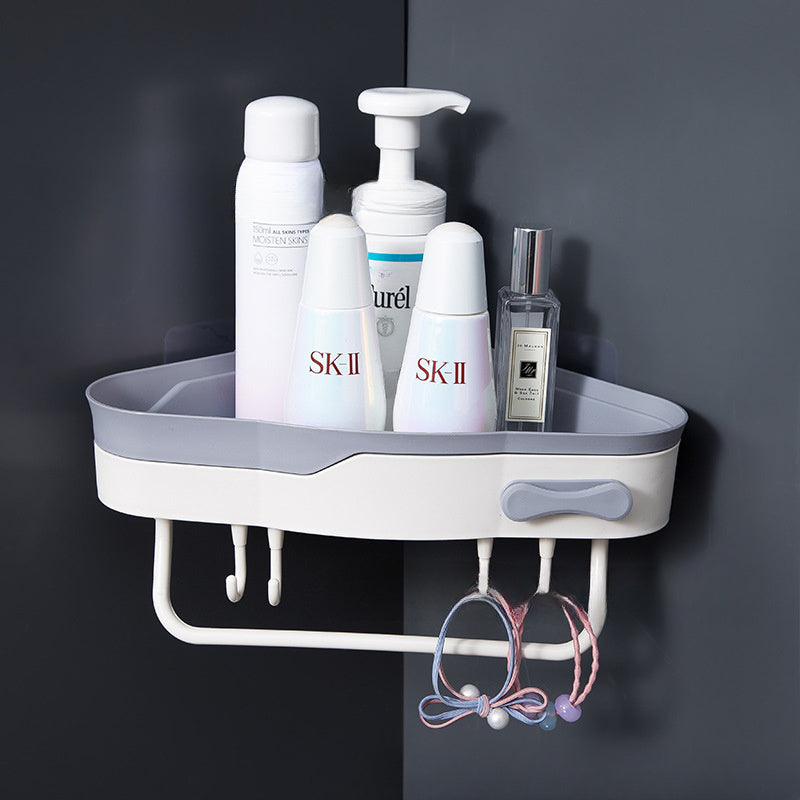 Corner Bathroom Shower Shelf Wall Mounted No Drilling Storage Shelves Triangle