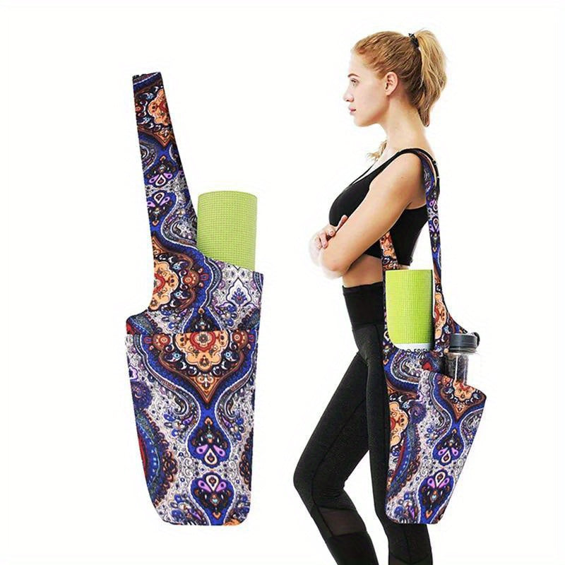 Printed Yoga Mat Storage Bag with Drawstring