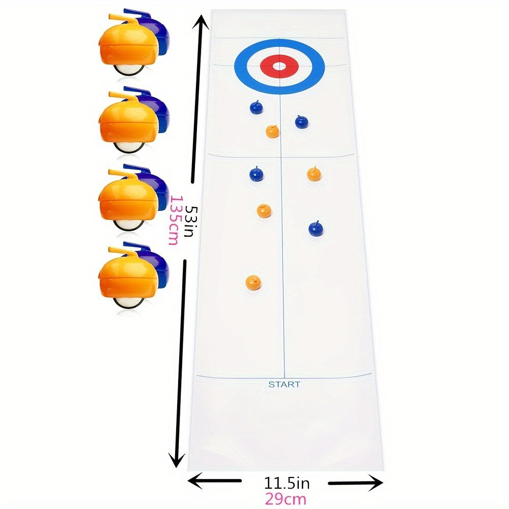 Tabletop Curling Game Fun Shuffleboard Pucks & Rollers Holiday Gift