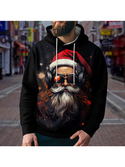 Men's Ink Print Block Hoodie Loose Pullover for Autumn Winter