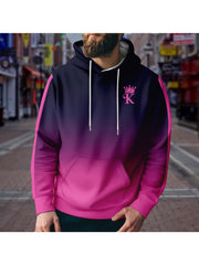 Men's Ink Print Block Hoodie Loose Pullover for Autumn Winter