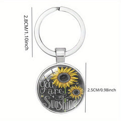 Sunflower Keychain Charm Accessory Gift for Men Women