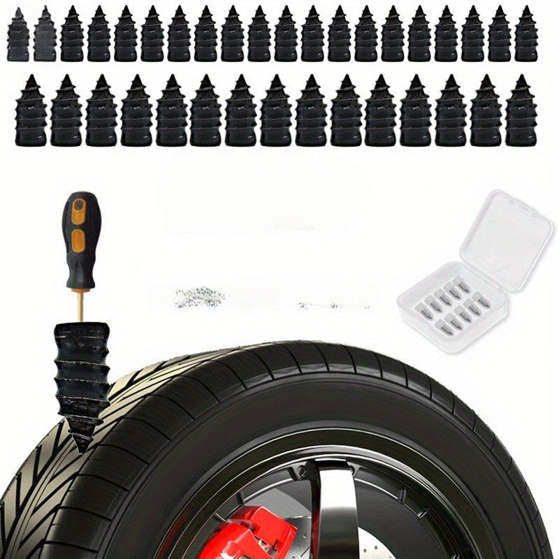 40pcs Vacuum Tire Quick Repair Kit For Autos & Motorcycles, Spiral Rubber Nails