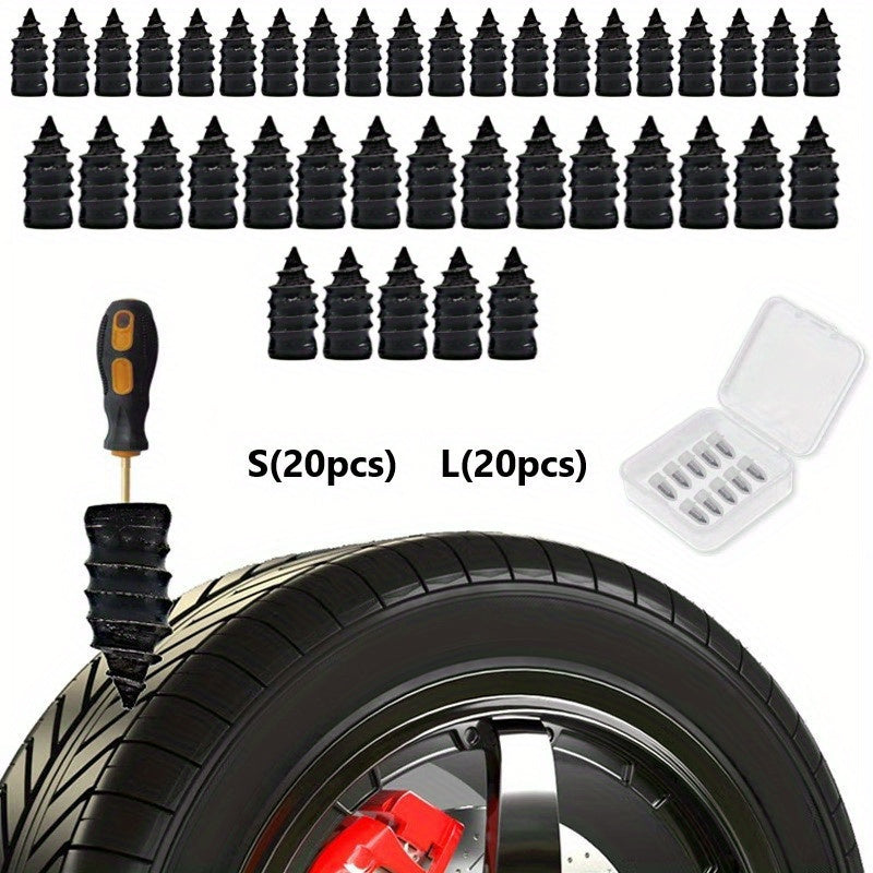 40pcs Vacuum Tire Quick Repair Kit For Autos & Motorcycles, Spiral Rubber Nails