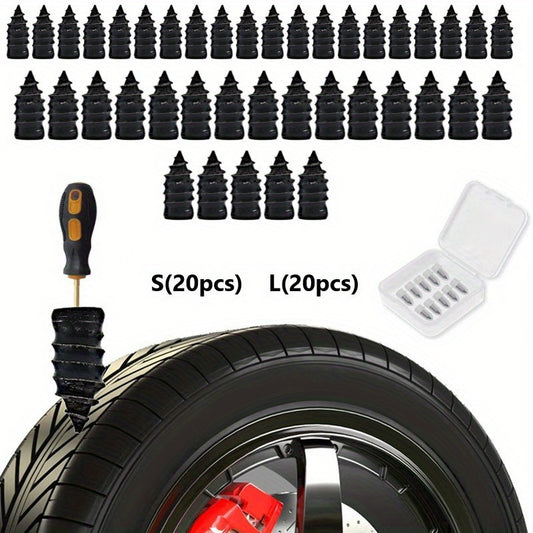 40pcs Vacuum Tire Quick Repair Kit For Autos & Motorcycles, Spiral Rubber Nails