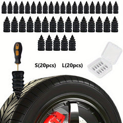 40pcs Vacuum Tire Quick Repair Kit For Autos & Motorcycles, Spiral Rubber Nails