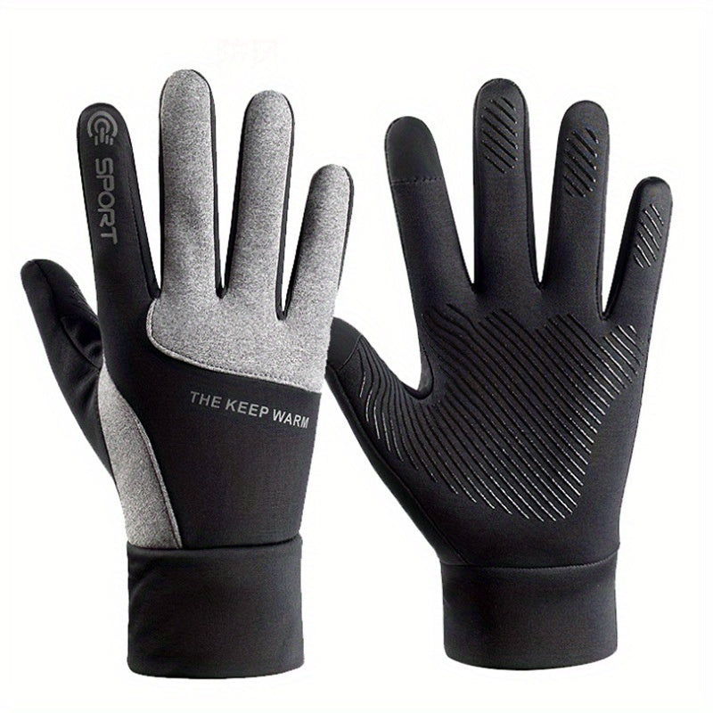 Winter Warm Gloves Velvet Thickened Windproof Waterproof Sports Gloves