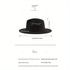 Solid Fedora Hat Vintage Wide Brim Jazz Hat For Men Women
